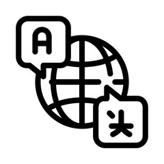 Aufkleber - World International Language Icon Thin Line Vector. Globe With Quote Frames And Different Country Speak Language Concept Linear Pictogram. Monochrome Outline Sign Isolated Contour Symbol Illustration