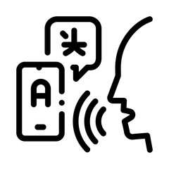 Aufkleber - Voice Interpreter Translator Icon Thin Line Vector. Human Speaking And Smartphone Interpreter Translate Concept Linear Pictogram. Monochrome Outline Sign Isolated Contour Symbol Illustration