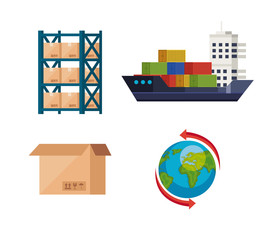 Sticker - set of delivery logistic service icons vector illustration design