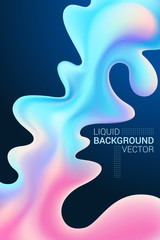 Poster - Abstract vector illustration. 3-D drops of a transparent liquid against a dark background. Trendy image for banners and brochures. Colorful chaotic paint splashes. Soft blue and pink colors.