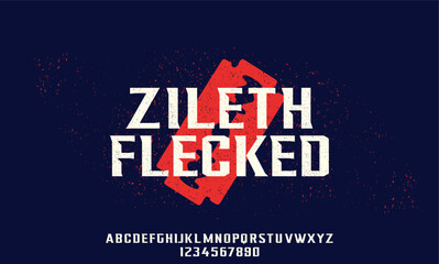 Canvas Print - zileth flecked, a unique display typeface with rugged or grunge texture multipurpose font