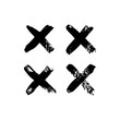 Multiplication and cross sign icon of ink brushstrokes. X Vector grunge punctuation mark At symbol