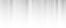 Squiggly Spotted Curves. Halftone Pattern. Gray Spots On A White Background. Monochrome Gradient. Op Art Design. Vector Waves, Dotted Undulating Lines. Abstract Digital Graphic. Tech Concept. EPS10