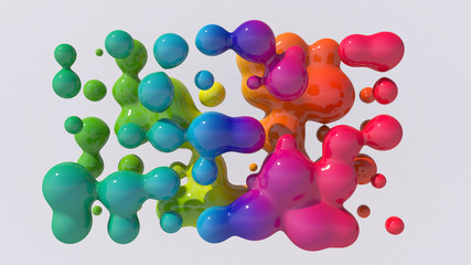 Wall Mural - Rainbow liquid balls. Abstract illustration, 3d rendering.