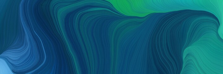 Aufkleber - landscape banner with waves. smooth swirl waves background design with teal green, dark cyan and steel blue color