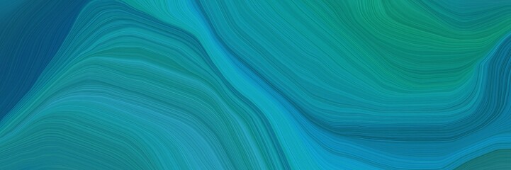 Poster - futuristic banner with waves. abstract waves design with dark cyan, light sea green and teal green color