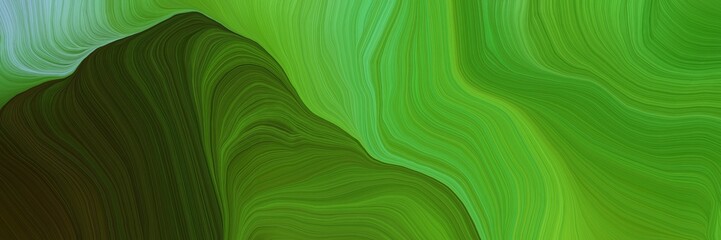 Poster - dynamic futuristic banner. contemporary waves illustration with dark green, very dark green and dark sea green color