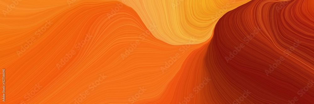 beautiful futuristic banner with dark orange, maroon and pastel orange color. curvy background illustration - obrazy, fototapety, plakaty 