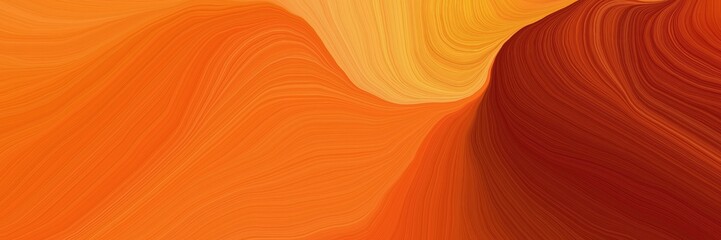 Wall Mural - beautiful futuristic banner with dark orange, maroon and pastel orange color. curvy background illustration