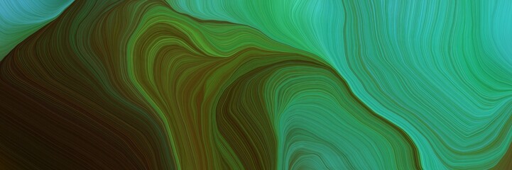 Aufkleber - futuristic banner background with dark olive green, light sea green and medium sea green color. elegant curvy swirl waves background illustration