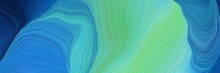 Futuristic Banner Background With Cadet Blue, Light Sea Green And Midnight Blue Color. Modern Soft Curvy Waves Background Design