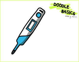 Doodle Basics - needing medical help cartoon character vector illustration  / Fieber Thermometer