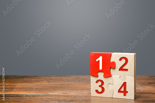 Photographie Set of four puzzles with numbers