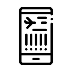 Poster - Flight Information On Phone Icon Thin Line Vector. Flight Info On Smartphone Display Concept Linear Pictogram. Passenger Card In Mobile Monochrome Outline Sign Isolated Contour Symbol Illustration