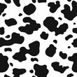 © Юрий Парменов - Cow skin texture, black and white spot repeated seamless pattern. Animal print dalmatian dog stains. Vector