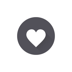 Poster - Love icon. Heart sign in Circle flat button with shadow. Vector