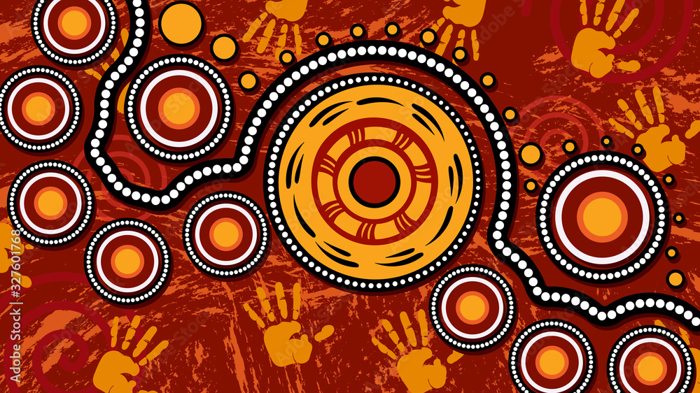 Aboriginal dot art vector background Stock Vector | Adobe Stock