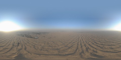 360 degree aerial panoramic shot of sand dunes in the desert, UAE