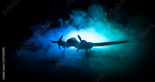 Tela German Junker (Ju-88) night bomber at night