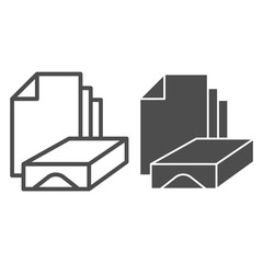 Poster - Stack of paper line and solid icon. Box and sheets symbol, outline style pictogram on white background. Office or stationery item sign for mobile concept and web design. Vector graphics.