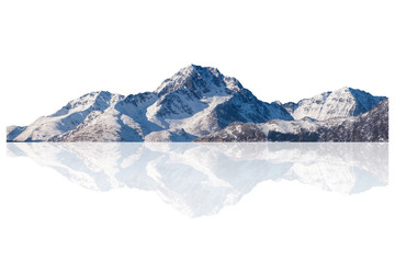 Wall Mural - snowy mountain range on winter at lofoten islands