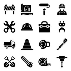 Poster -  Construction Equipment Glyph Icons Pack 