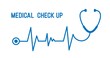 Stethoscope with heart pace line illustration. Medical check up concept.