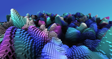Wall Mural - Abstract grid shape landscape background. 3D rendering