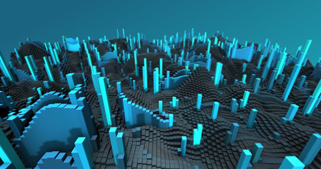 Wall Mural - Abstract grid shape landscape background. 3D rendering