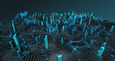 Wall Mural - Abstract grid shape landscape background. 3D rendering