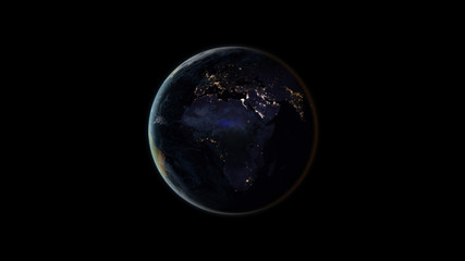 Wall Mural - planet earth at night (also known as black marble) centered on the african and european continents. 