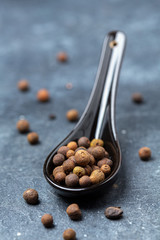 Wall Mural - Jamaican pepper fruit in a ceramic spoon.