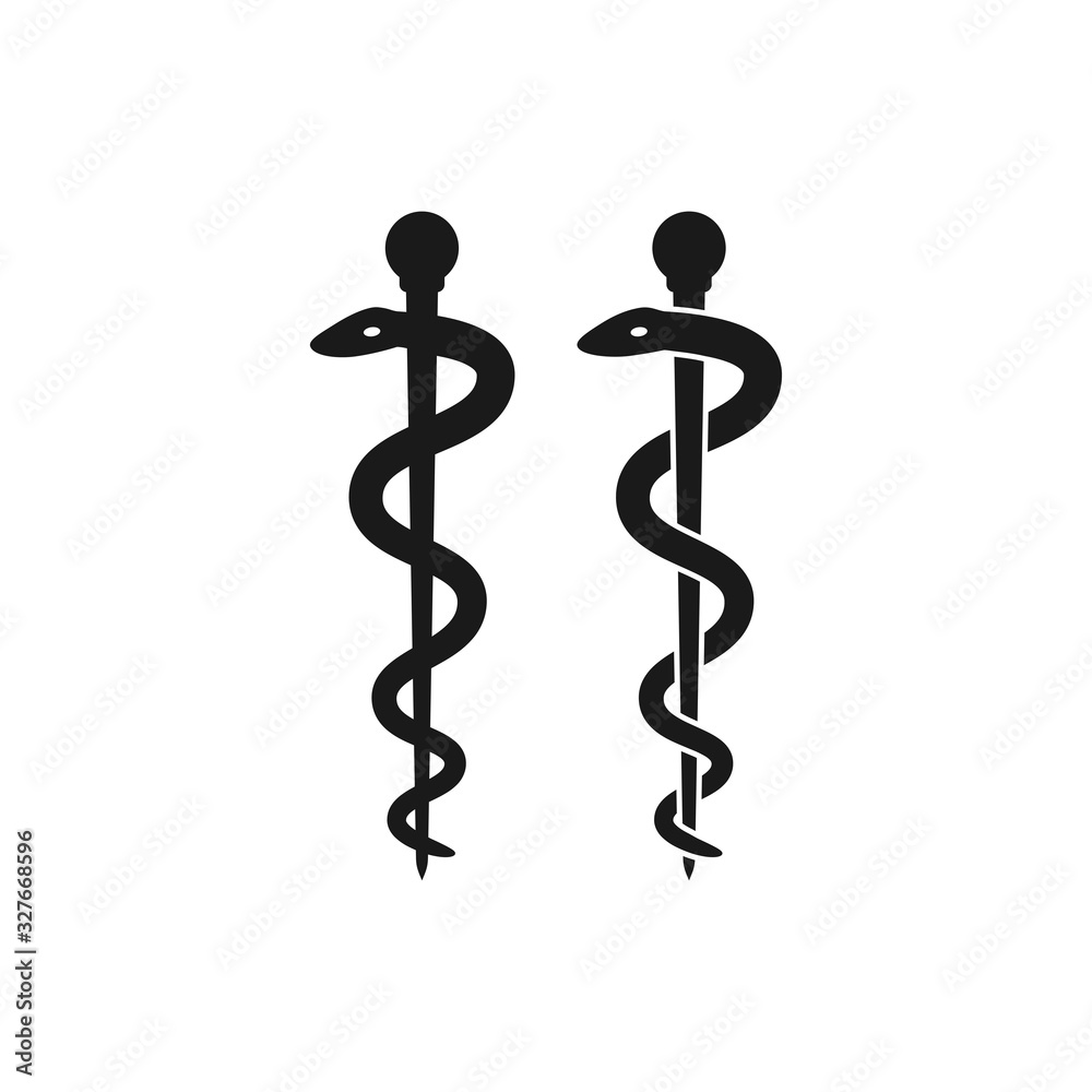 Rod of Asclepius pharmacy black vector icon. Health or medicine symbol snake.  Stock Vector | Adobe Stock, image size:1000x1000