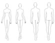 Fashion template of walking men and women. 