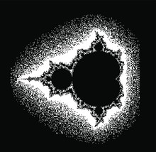 Mandelbrot Set, Complex Fractal Shape In Pixel Art 1-bit Style.