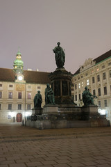 Wall Mural - Hofburg Palace in Vienna fog evening