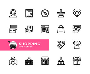 Poster - shopping vector line icons. simple set of outline symbols, graphic design elements. pixel perfect