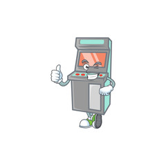 Poster - A mascot icon of arcade game machine making Thumbs up gesture