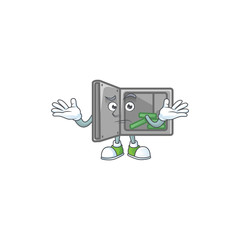 Sticker - A comical Grinning security box open cartoon design style