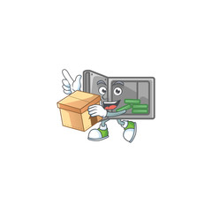 Poster - A charming security box open mascot design style having a box