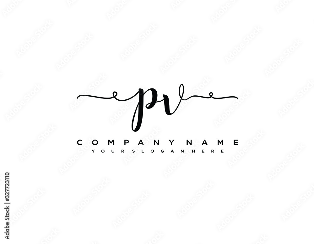 PV initial letter elegant handwriting logo collection Stock Vector ...