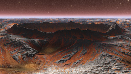 Wall Mural - mars planet surface with dust blowing. 3d illustration