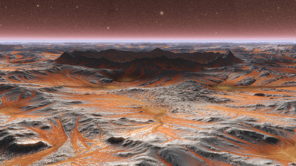 Wall Mural - mars planet surface with dust blowing. 3d illustration