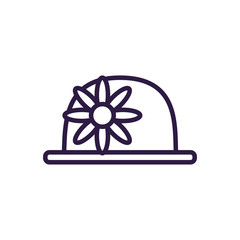 Sticker - clown hat with flower, line style icon