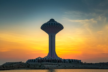 Dramatic sunrise clouds view in Alkhobar sea side Saudi Arabia. City : Khobar, Country : Saudi Arabia.