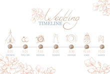 Hand Drawn Color Vector Wedding Timeline 