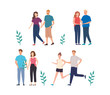 © Gstudio - group people performing activities avatar characters vector illustration design