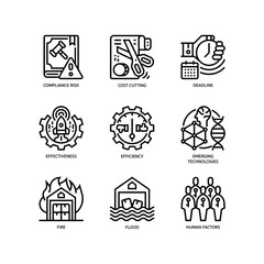 Canvas Print - Business risks icons set