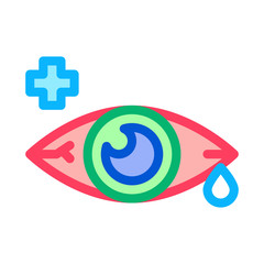 Canvas Print - Sore Sick Tear Eye Organ Icon Thin Line Vector. Viral Bacterial Infection Eye And Medical Cross Color Symbol Illustration