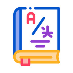Poster - Dictionary Or Education Book Icon Thin Line Vector. Research Dictionary For Education And Study Foreign Words Color Symbol Illustration